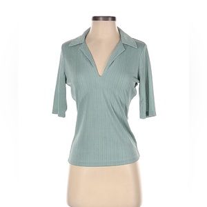 Reformation Sea Green Collared Knit Top size small